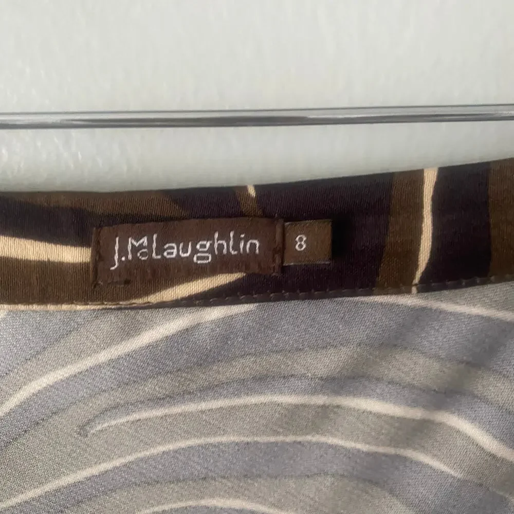 J. McLaughlin Louisa May Skirt Zambria Bias Black Brown Midi‎ Size 8 - Picture 4 of 7